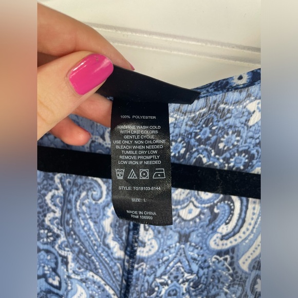 Cover 2 Cover Blue Sheer Paisley Patterned V-Neck Swim Coverup L Women’s EUC - Picture 10 of 10